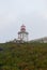 The lighthouse at Cape Cabo da Roca on a foggy day.
