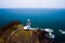 Lighthouse at Cape Chikyu (Cape Earth), Muroran, Hokkaido, Japan.
