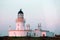 Lighthouse at Channory Point on a misty morning