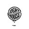 Lighthouse circle lettering with ink white Vector illustration