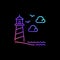 Lighthouse on Cliff with Seagulls vector line concept colorful icon