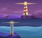 Lighthouse coast banner set, cartoon style