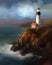 A lighthouse on the coast providing a safe space for the mind to reset. Psychology emotions concept. AI generation