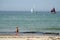 Lighthouse at the coastline, warnemuende, rostock, germany