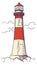 Lighthouse color sketch. Marine navigation coast tower