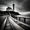 A Lighthouse Contrast Highlights Vintage Backlighting