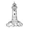 Lighthouse engraving style vector illustration