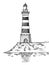 Lighthouse engraving style vector illustration