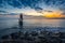 Lighthouse at the entrance of San Vicente de la Barquera harbor, Cantabria, Spain