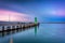 The lighthouse at the exit to the Baltic Sea in New Port at dusk, Gdansk. Poland