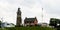 The lighthouse at Fairport Harbor ohio during a summer day.