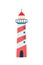 Lighthouse flat vector illustration. Cartoon navigational aid tower isolated on white background. Striped red, white and