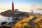 lighthouse with a foghorn on a misty morning