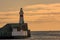 Lighthouse at Fraserburgh Harbour. Aberdeenshire, Scotland, UK.