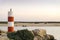 Lighthouse in Fuseta by Ria Formosa, Algarve, Portugal