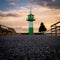 the lighthouse in the harbor of Luebeck Travemuende