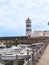 The lighthouse on the Harbour at Cascais in Estoril near Lisbon Portugal