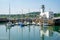 Lighthouse in the harbour at Scarborough, North Yorkshire on July 18, 2022.