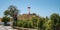 Lighthouse on the hill at the harbor of Gustavia in St Barts Saint Barthelemy.