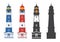 Lighthouse Icon in Flat and Outline Style