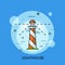 Lighthouse Icon logo line flat design. Vector illustration.
