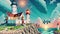 Lighthouse on the island in anime style. AI generated video