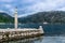 Lighthouse on island Lady of the Rocks. Lighthouse on the artificially built island of Our Lady on the Rock near Perast, Montenegr