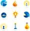 Lighthouse, lamps and fire icons