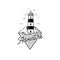 Lighthouse lettering adventure triangle white Vector illustration