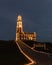 Lighthouse lit up with Christmas lights - Montauk State Park, New York.