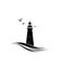 Lighthouse logo. Nautical icon with lighthouse with ocean waves