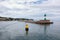 Lighthouse on the longest outer pier in Europe in the Sassnitz city harbor