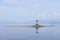 Lighthouse low tide on island blue sky water peaceful calm ocean sea black white port glasgow greenock Inverclyde Scotland uk