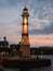 Lighthouse in Malmo seen at night. Malmo,Sweden