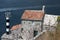 Lighthouse and medieval church,bay of Kotor, Montenegro