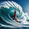 lighthouse in the middle of large wave in