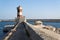 Lighthouse in Monopoli port, Adriatic Sea, Apulia, Bari province, Italy