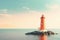 Lighthouse morning background. Generate Ai