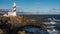 Lighthouse at the morning in a sunny winter day in menorca, spain