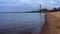 Lighthouse at the mouth of the Daugava River in autumn