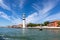 Lighthouse in Murano, the island of venice with historic glass blowing industry