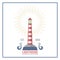 Lighthouse nautical and marine sailing themed label vector.