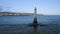 Lighthouse on Ness Cove Beach from a drone, Shaldon, Teignmouth, Devon, England