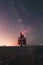 Lighthouse during the night with the milky way behind