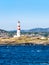 Lighthouse OksÃ¸y fyr south of Kristiansand in Norway