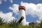 Lighthouse and old cannon on top of Gustavia Harbor, St Barths, French West Indies