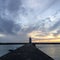 Lighthouse Peniche at sunset where is the port