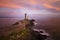 Lighthouse Phare du Petit Minou at sunset, Brittany, France