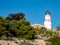 Lighthouse at the Platja del GarbÃ­ GabrÃ­ beach on the Mediterranean in Calella Spain