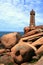 Lighthouse at Ploumanach, on the pink granite coast, Brittany, France